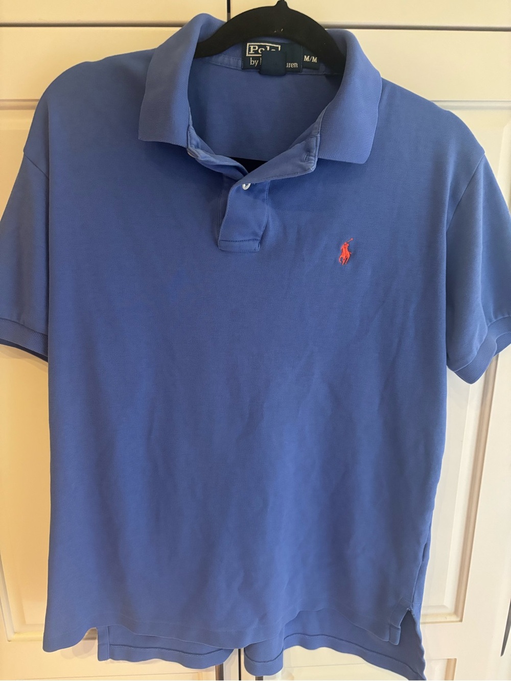 Polo Ralph Lauren Men’s Medium Blue Cotton Polo Shirt Orange Pony Logo